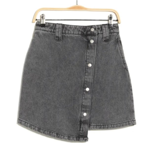 Ena Pelly Ally Asymmetrical Denim Mini Skirt - Picture 1 of 3